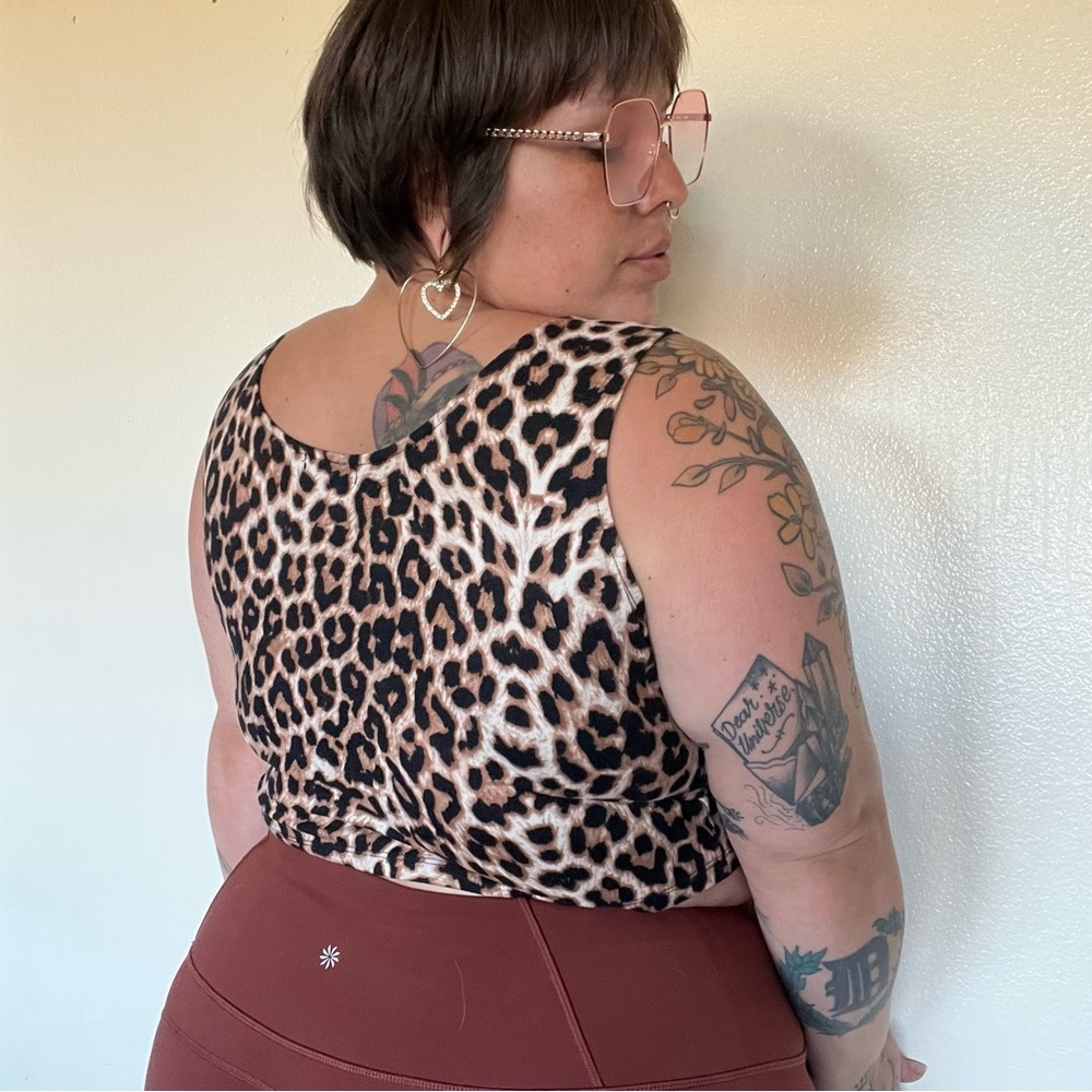 Leopard Print Crop Top, Plus Size Fashion Nova Tank Top